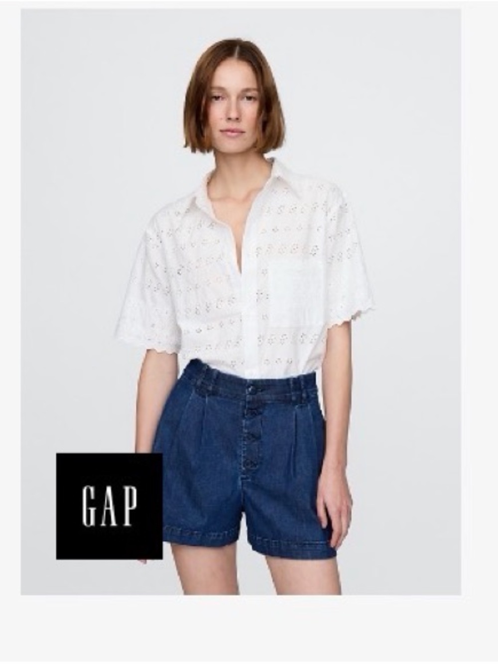 GAP DOEN White Eyelet Button-Down Shirt